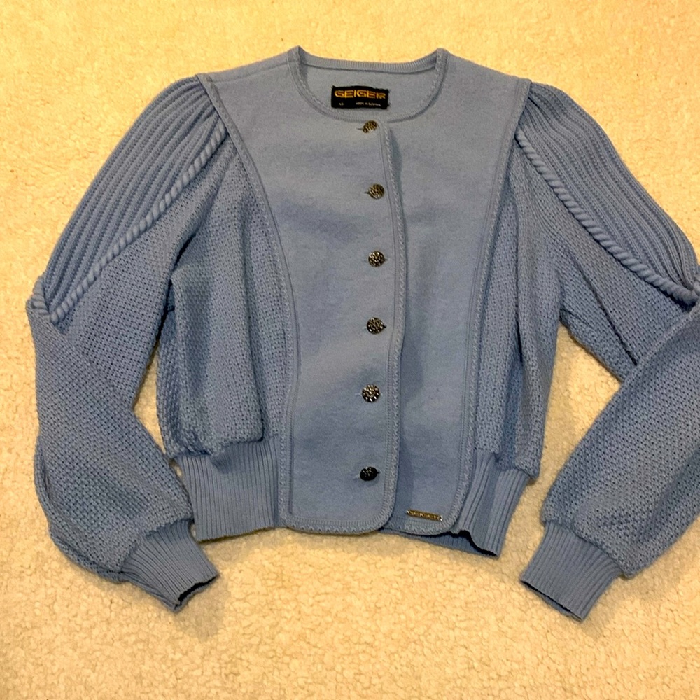 Geiger of Austria Sweater Bomber Cardigan BlueSize Medium